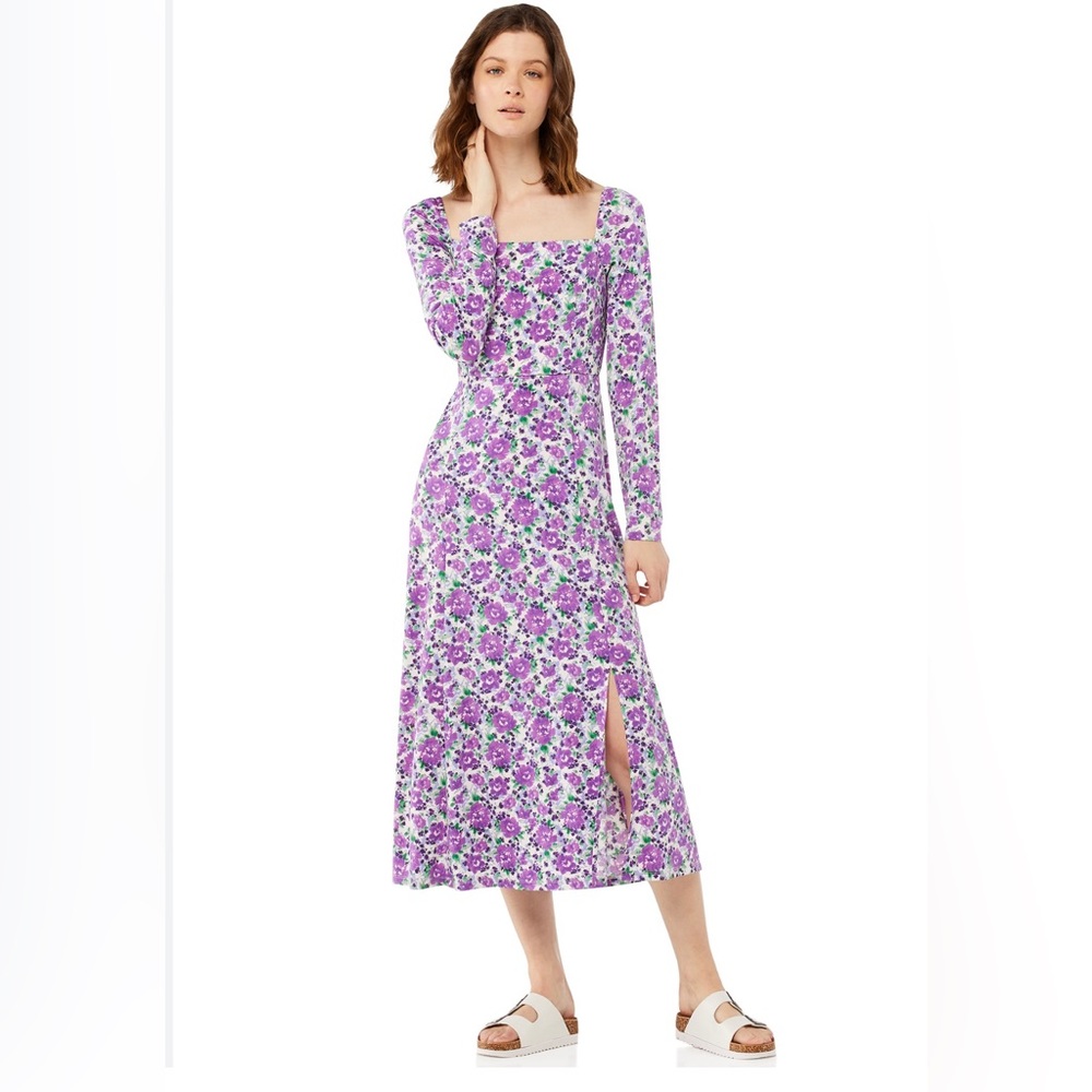 Scoop NYC Purple Floral Midi Dress
